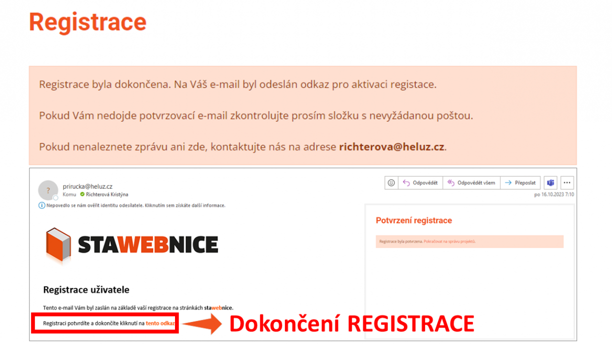 Dokončení registrace