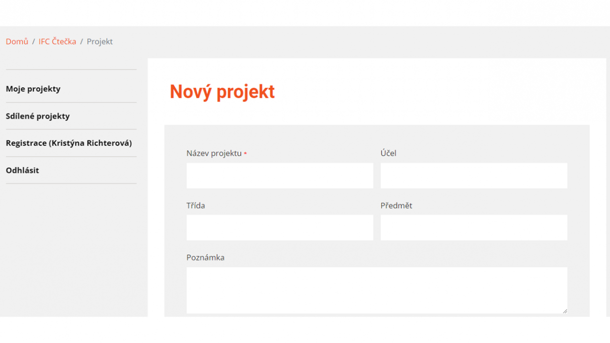 Nový projekt – základní údaje