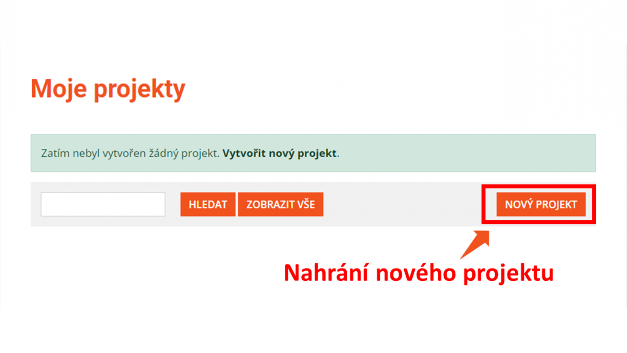 Nahrání nového projektu