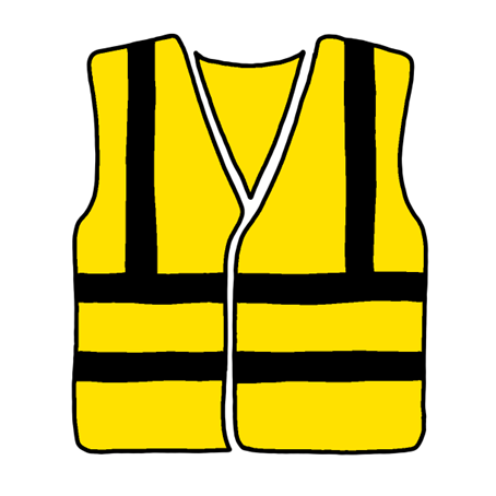 A bright vest / a reflective vest / a safety vest